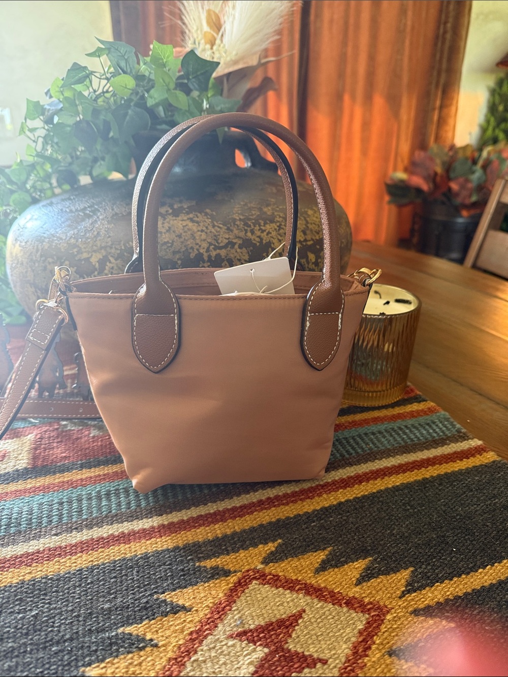 Nanette Lepore Tan Mini Tote with Adjustable Crossbody Strap - Picture 6 of 11